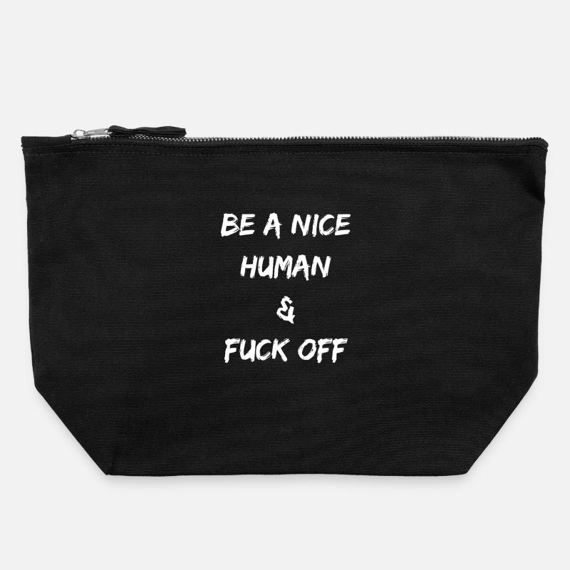 Be a Nice Human Then Back Off - Canvas Zip Pouch 22 x 23 cm - black