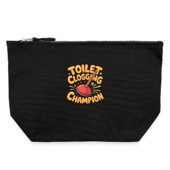  Toilet Clogging Champion Lustiger Klo Pömpel - Canvas Reißverschluss-Täschchen (22 x 23 cm) - Schwarz - Vorne