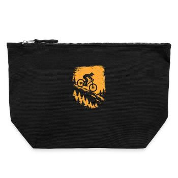 Mountainbike Downhill – Trail Biker Design - Canvas Reißverschluss-Täschchen (22 x 23 cm) - Schwarz - Vorne