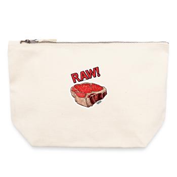 Steak-Cartoon - Canvas Reißverschluss-Täschchen (22 x 23 cm) - Naturweiß - Vorne