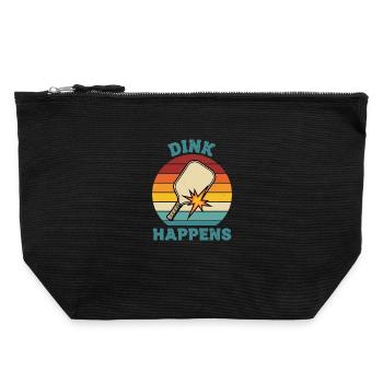 Joueur drôle de pickleball Dink Happen Love - Pochette zippée en toile 22 x 23 cm - noir - Devant