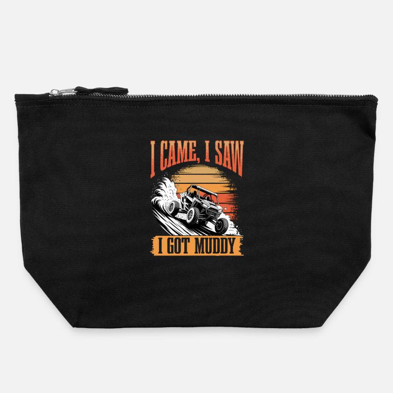 UTV Off Road 4 Wheeler Side by side - Canvas Zip Pouch 22 x 23 cm - black