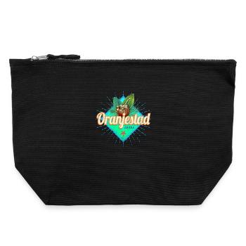 Oranjestad in Aruba Vacation Vintage Caribbean Design - Canvas Zip Pouch 22 x 23 cm - black - Front