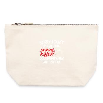 Regarder des documentaires sur les tueurs en série avec Cat - Pochette zippée en toile 22 x 23 cm - blanc naturel - Devant
