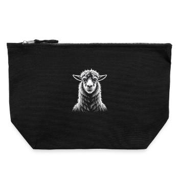Lama - Canvas Reißverschluss-Täschchen (22 x 23 cm) - Schwarz - Vorne