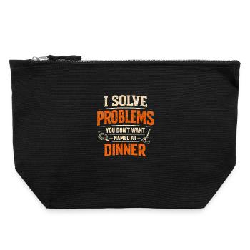 Probleme lösen | Kanalreiniger Humor - Canvas Reißverschluss-Täschchen (22 x 23 cm) - Schwarz - Vorne