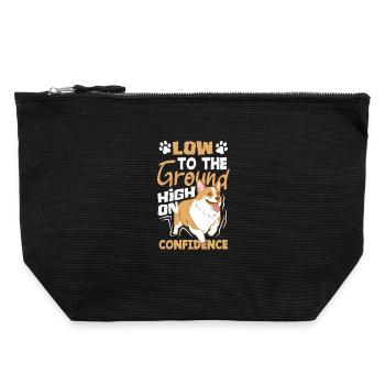 Short Legs, Tall Setting, Corgi - Canvas Zip Pouch 22 x 23 cm - black - Front