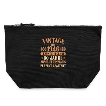 1946 Jahrgang Geburtstag 80 Jahre - Canvas Reißverschluss-Täschchen (22 x 23 cm) - Schwarz - Vorne