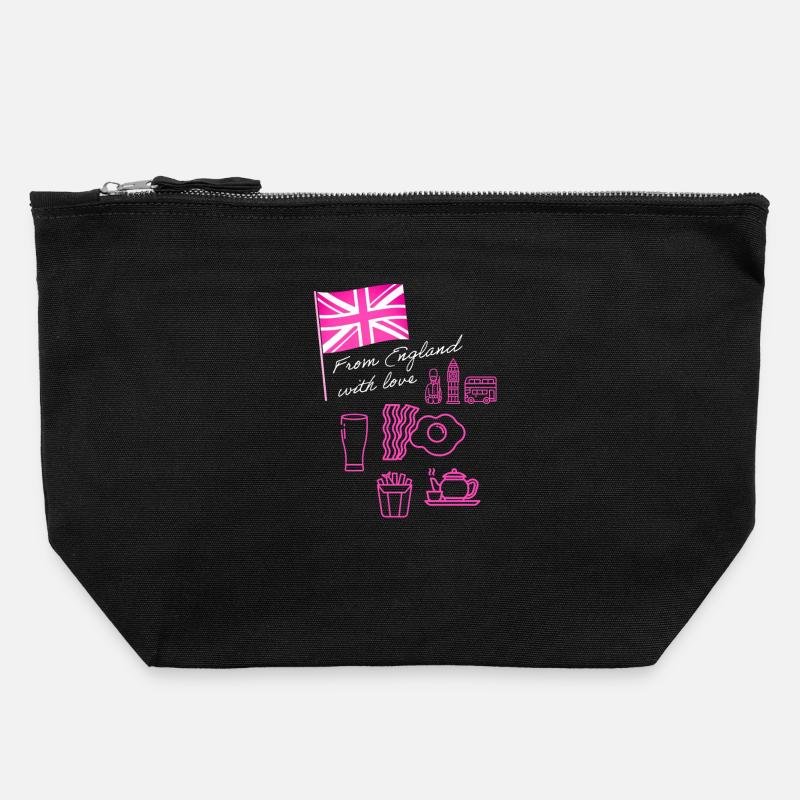 EXANGLIA (Pink + White Text) - Canvas Zip Pouch 22 x 23 cm - black