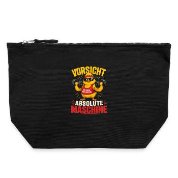 Attention : Absolute Machine, pas de douleur, juste des protéines - Pochette zippée en toile 22 x 23 cm - noir - Devant