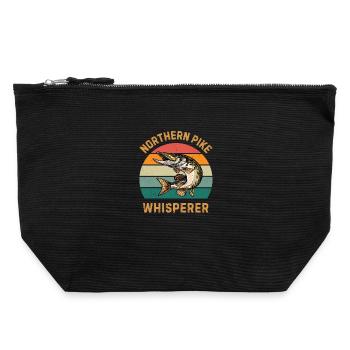 Whisperer de brochets du Nord - Drôle de vie de pêche au lac - Pochette zippée en toile 22 x 23 cm - noir - Devant