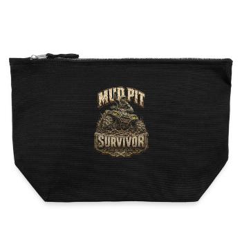 ATV Quad Driver Quad Survivant dans la fosse de boue - Pochette zippée en toile 22 x 23 cm - noir - Devant