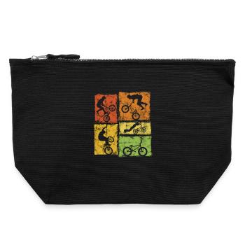 BMX Biker Graphic - Cascades de style rétro - Pochette zippée en toile 22 x 23 cm - noir - Devant