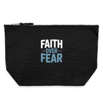 Glaube Faith Over Fear Jesus Gott Bibelvers Kirche - Canvas Reißverschluss-Täschchen (22 x 23 cm) - Schwarz - Vorne