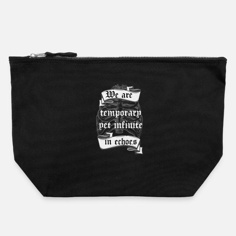 Temporary Yet Infinite in Echoes Existential Quote - Canvas Zip Pouch 22 x 23 cm - black