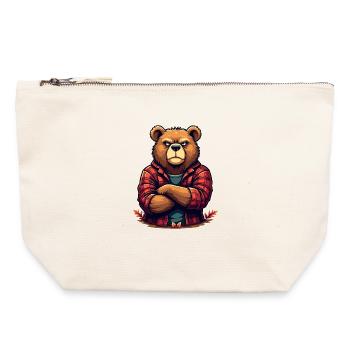 Bear in Plaid Flannel - Canvas Zip Pouch 22 x 23 cm - nature - Front