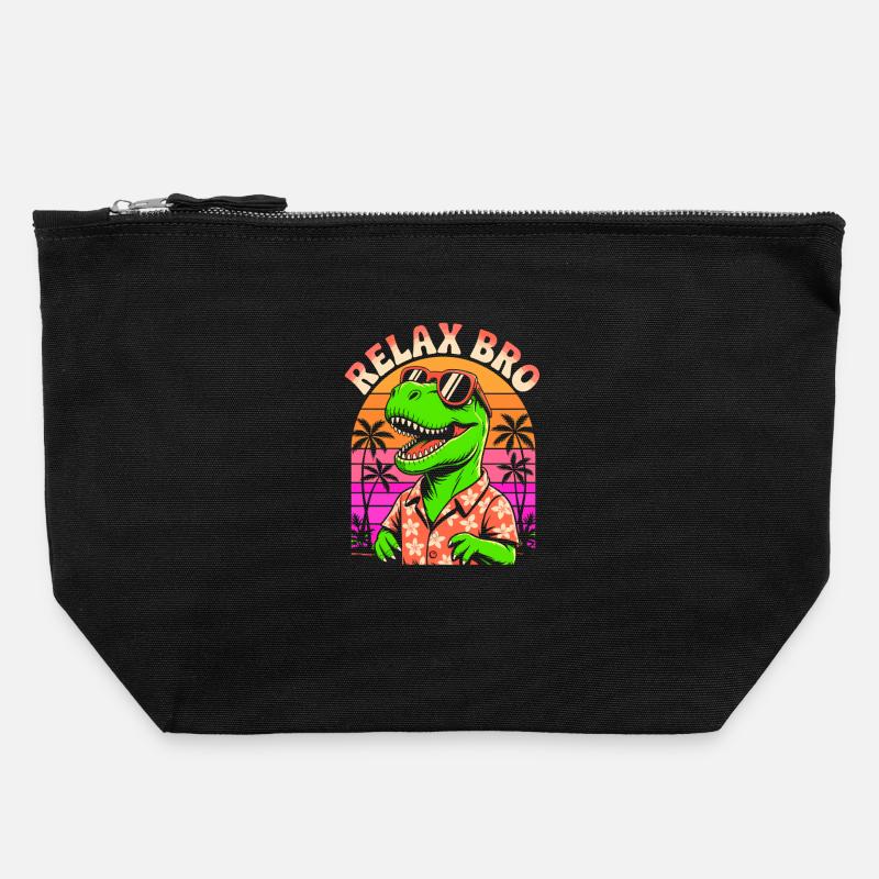 Relax Bro - T-Rex Dinosaurier - Entspannter Spruch - Canvas Reißverschluss-Täschchen (22 x 23 cm) - Schwarz