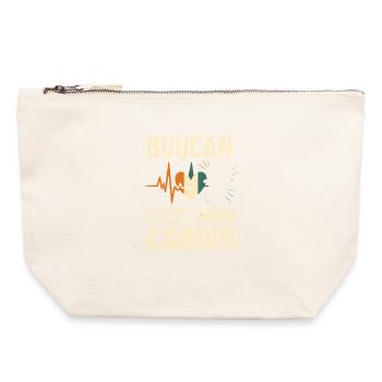 Boucan c’est mon cardio – Humour ivoirien  - Pochette zippée en toile 22 x 23 cm - blanc naturel - Devant