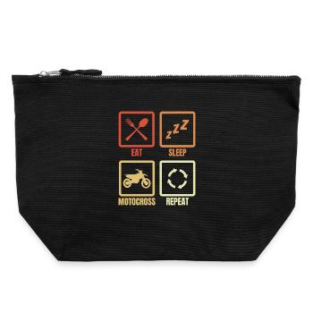 Essen Schlafen Motocross Wiederholen - Canvas Reißverschluss-Täschchen (22 x 23 cm) - Schwarz - Vorne