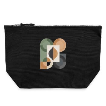 Art géométrique du cercle Yin Yang - Pochette zippée en toile 22 x 23 cm - noir - Devant