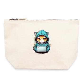 Coding cat - Canvas Reißverschluss-Täschchen (22 x 23 cm) - Naturweiß - Vorne