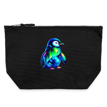Aurora Borealis Pinguin - Canvas Reißverschluss-Täschchen (22 x 23 cm) - Schwarz - Vorne