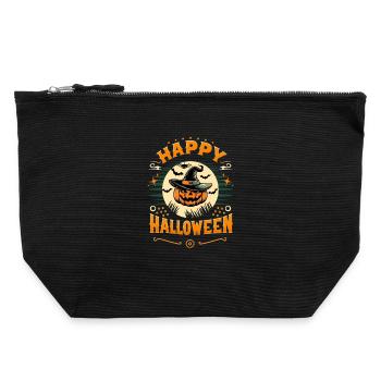 Joyeux halloween - Pochette zippée en toile 22 x 23 cm - noir - Devant