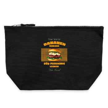 Bananen Burger - Canvas Reißverschluss-Täschchen (22 x 23 cm) - Schwarz - Vorne