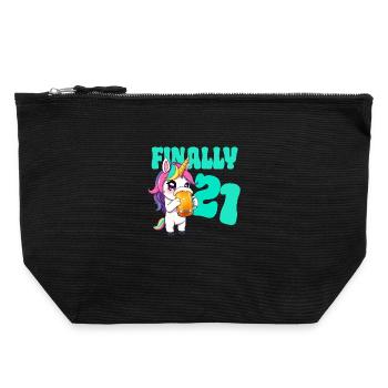 Unicorn Finally 21 - Beer Birthday Unicorn - Canvas Zip Pouch 22 x 23 cm - black - Front