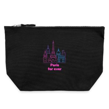 Neon Skyline Paris Silhouette City Stadt - Canvas Zip Pouch 22 x 23 cm - black - Front