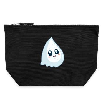 Drop kawaii blaues Lächeln - Canvas Reißverschluss-Täschchen (22 x 23 cm) - Schwarz - Vorne