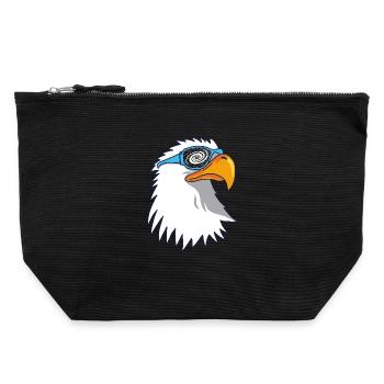 Aigle et lunettes galactiques - Pochette zippée en toile 22 x 23 cm - noir - Devant