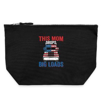 Trucker, conductrice de semi-remorque américaine maman - Pochette zippée en toile 22 x 23 cm - noir - Devant