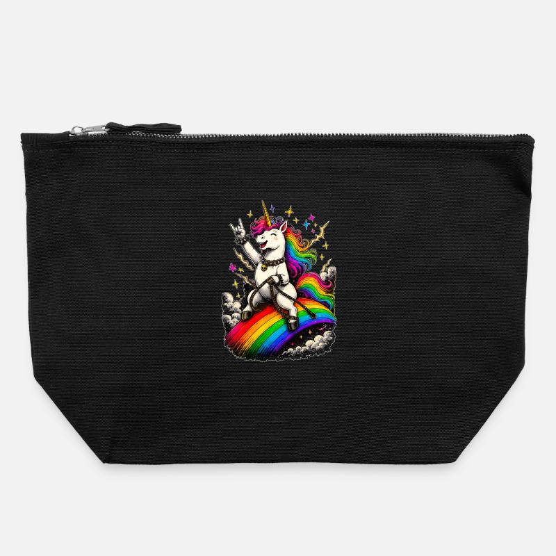 Rocking Unicorn - Canvas Zip Pouch 22 x 23 cm - black