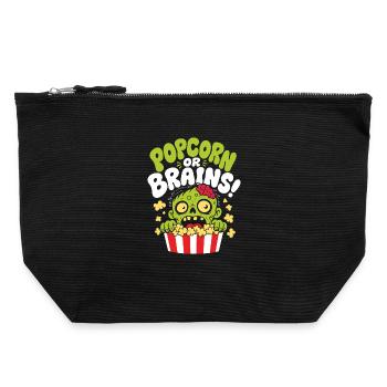 Popcorn Or Brains Zombie Horror - Canvas Zip Pouch 22 x 23 cm - black - Front