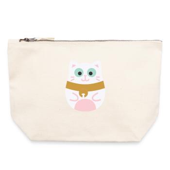 Maneki Neko L Japanische Glückskatze - Canvas Reißverschluss-Täschchen (22 x 23 cm) - Naturweiß - Vorne