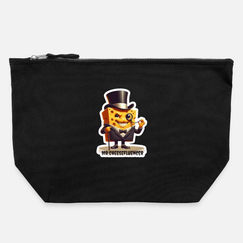 Mr Cheesefluencer Cheese Charm - Canvas Zip Pouch 22 x 23 cm - black