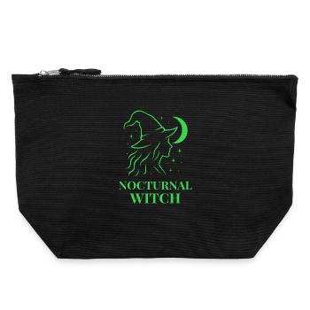 Nocturnal Witch with Moon and Stars Green - Canvas Zip Pouch 22 x 23 cm - black - Front