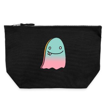 Dégradé de doodle fantôme - Pochette zippée en toile 22 x 23 cm - noir - Devant