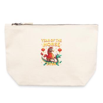 Chinese New Year Of The Horse 2026 - Canvas Zip Pouch 22 x 23 cm - nature - Front
