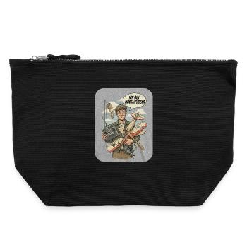 Model airplane in vintage style - Canvas Zip Pouch 22 x 23 cm - black - Front