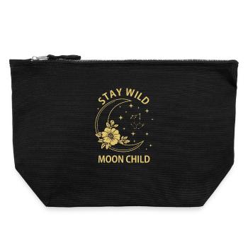 Stay Wild Moon Child - Canvas Zip Pouch 22 x 23 cm - black - Front