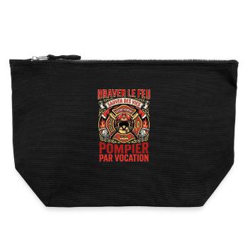Pompier sapeur pompier feu héros vocation - Pochette zippée en toile 22 x 23 cm - noir - Devant
