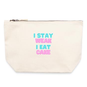 JE RESTE FAIBLE JE MANGE DU GÂTEAU - Devise du gâteau - Pochette zippée en toile 22 x 23 cm - blanc naturel - Devant