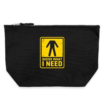 Funny Warning Sign Guess What I Need Humor - Canvas Zip Pouch 22 x 23 cm - black - Front