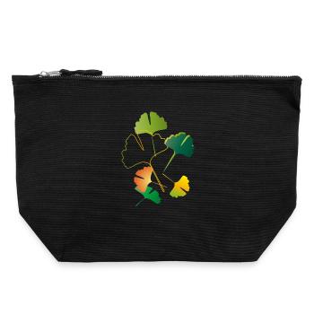 autumnal ginkgo leaves sometimes only outlines - Canvas Zip Pouch 22 x 23 cm - black - Front