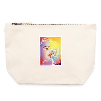 Farbenfrohes Profil-Schlürfen - Canvas Reißverschluss-Täschchen (22 x 23 cm) - Naturweiß - Vorne