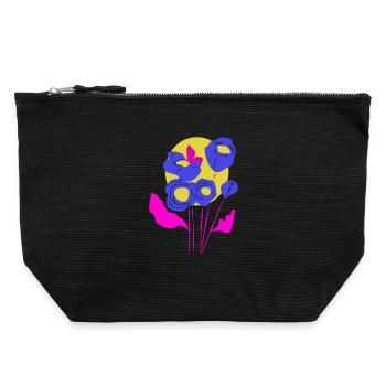 Blumenbouquet in Neonfarben - Canvas Reißverschluss-Täschchen (22 x 23 cm) - Schwarz - Vorne