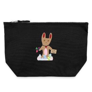 Rabbit wishes Happy Easter - Canvas Zip Pouch 22 x 23 cm - black - Front