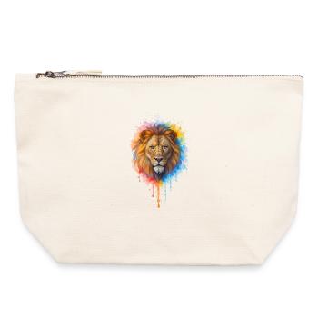 Lion à l’aquarelle - Pochette zippée en toile 22 x 23 cm - blanc naturel - Devant